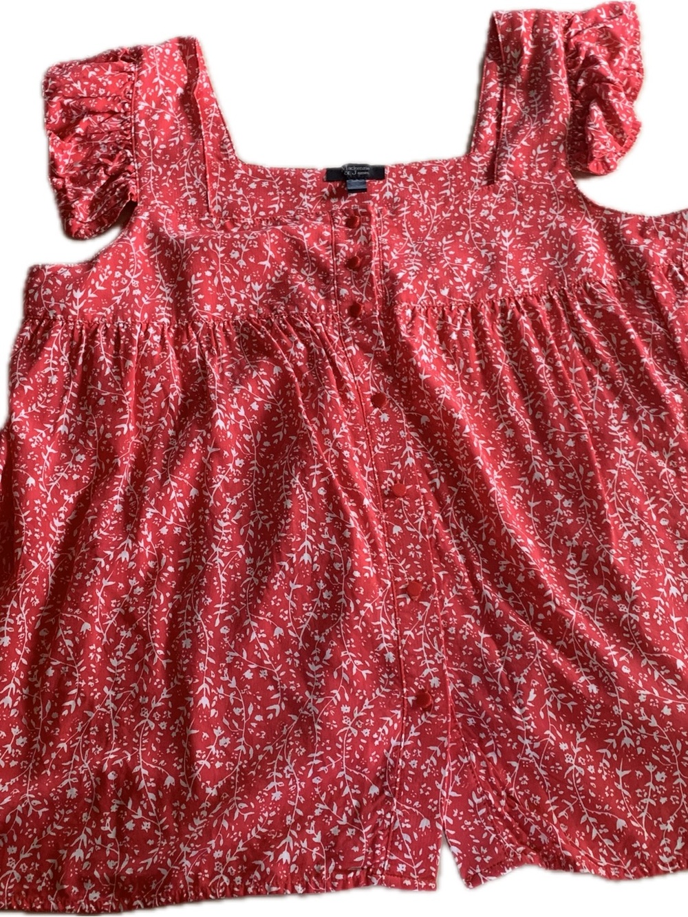 Mackenzie & James Red & White Floral Sleeveless Top Boho Peasant L